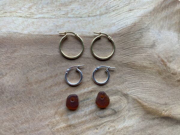 Basic seaglass oorbellen (donkerbruin) - Afbeelding 2