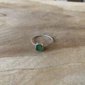 Zilveren seaglass ring (maat 61)