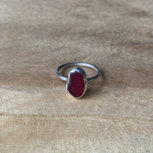 Zilveren seaglass ring (maat 48)